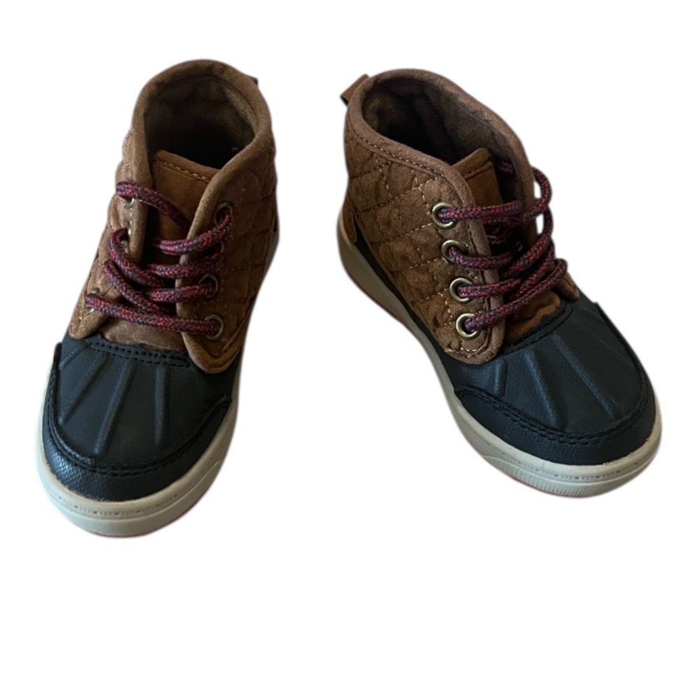 Oshkosh B’Gosh Tarin Brown & Blue Kids High Top Duck Boots Lace Up Shoes Sz 5